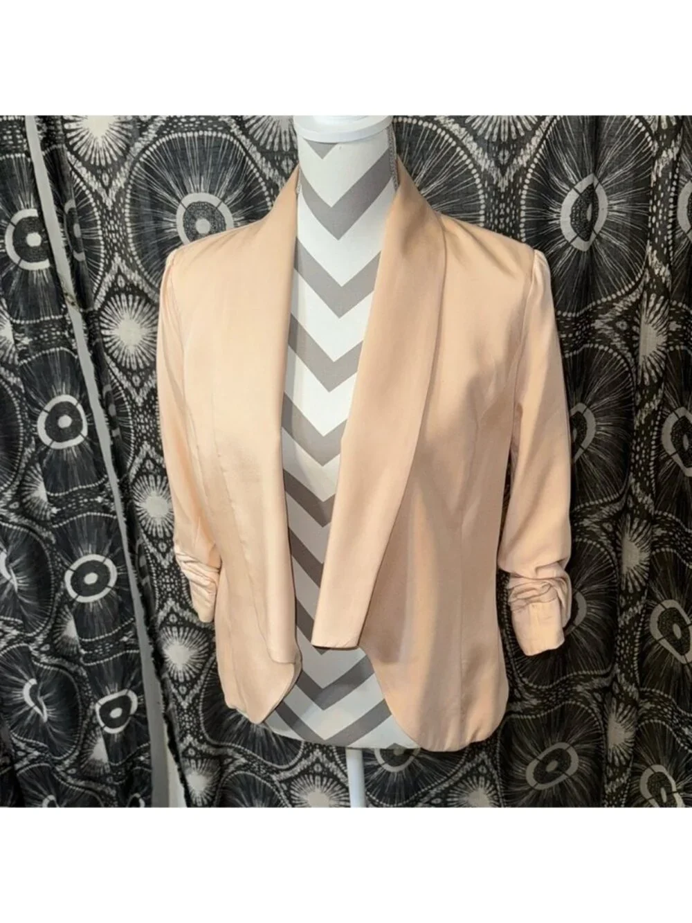 Pale Pink Velvet Heart Blazer - S